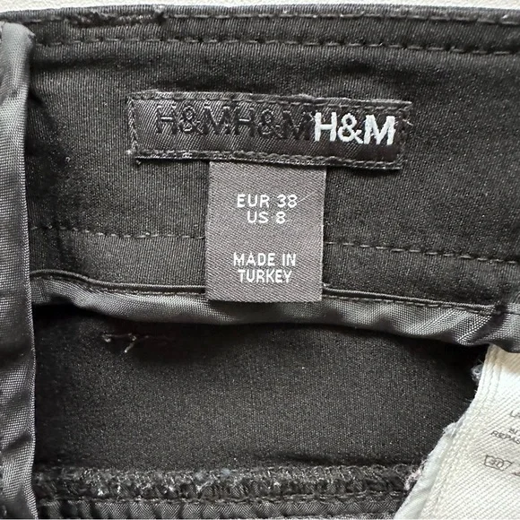 H&M Black Classic Straight Cropped Pants Size 8 Office Casual - Picture 2 of 13